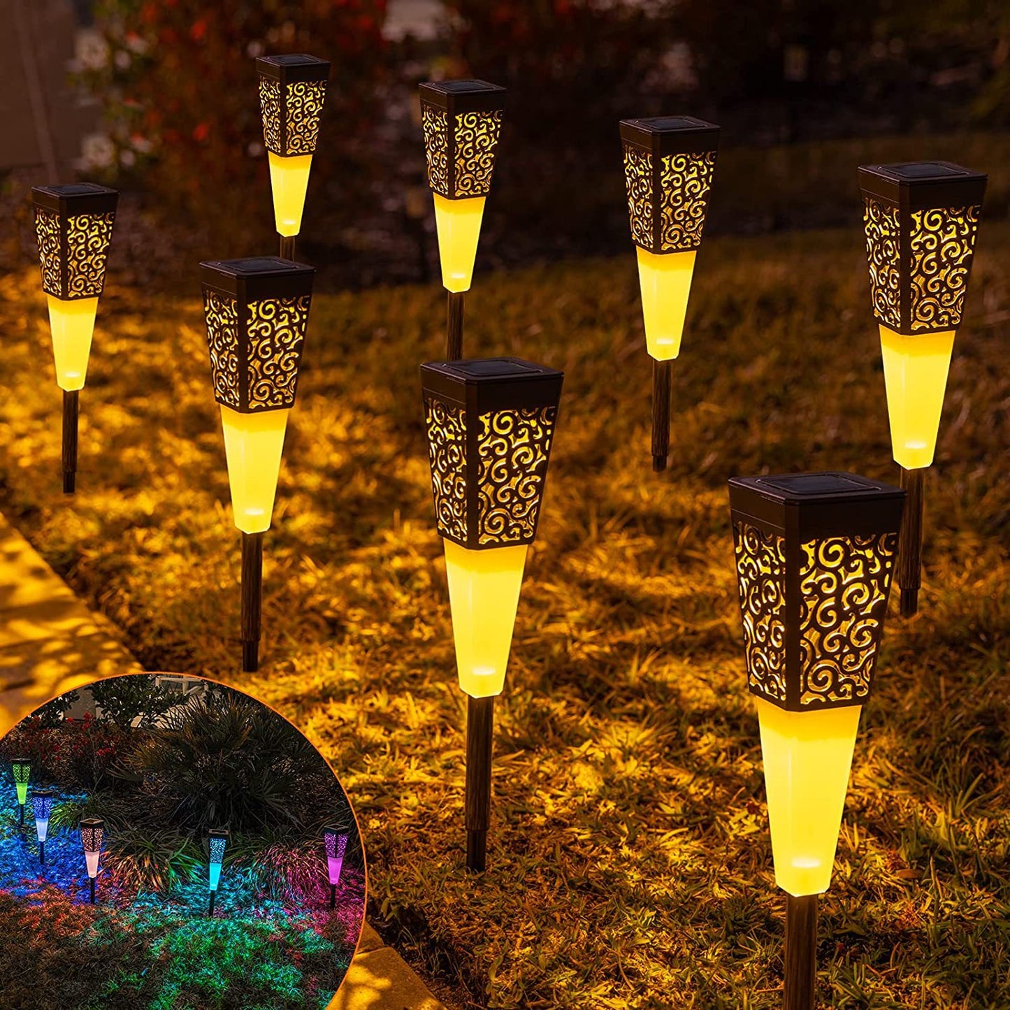 Kolorowa lampa dekoracyjna RGB do ogrodu zasilana energią słoneczną