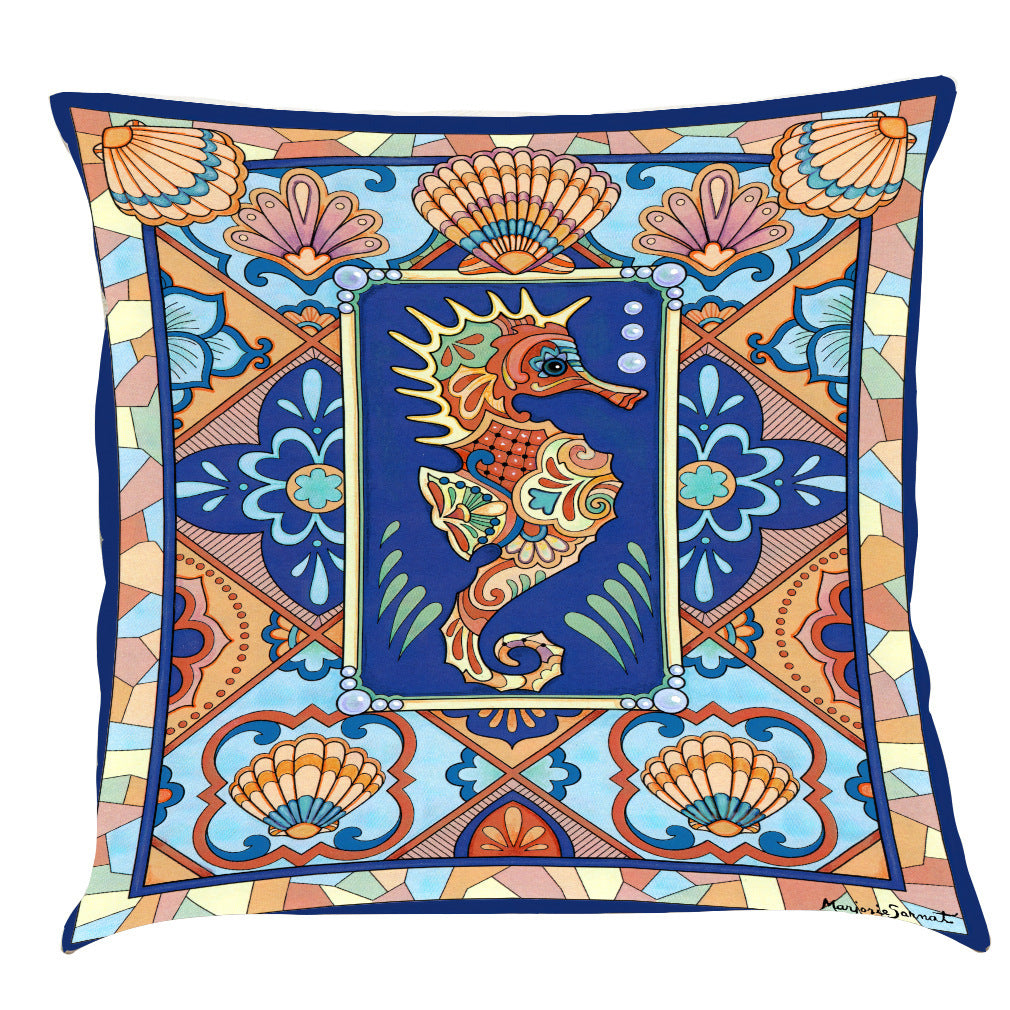 Funda de almohada clásica de algodón y lino de la serie Ocean