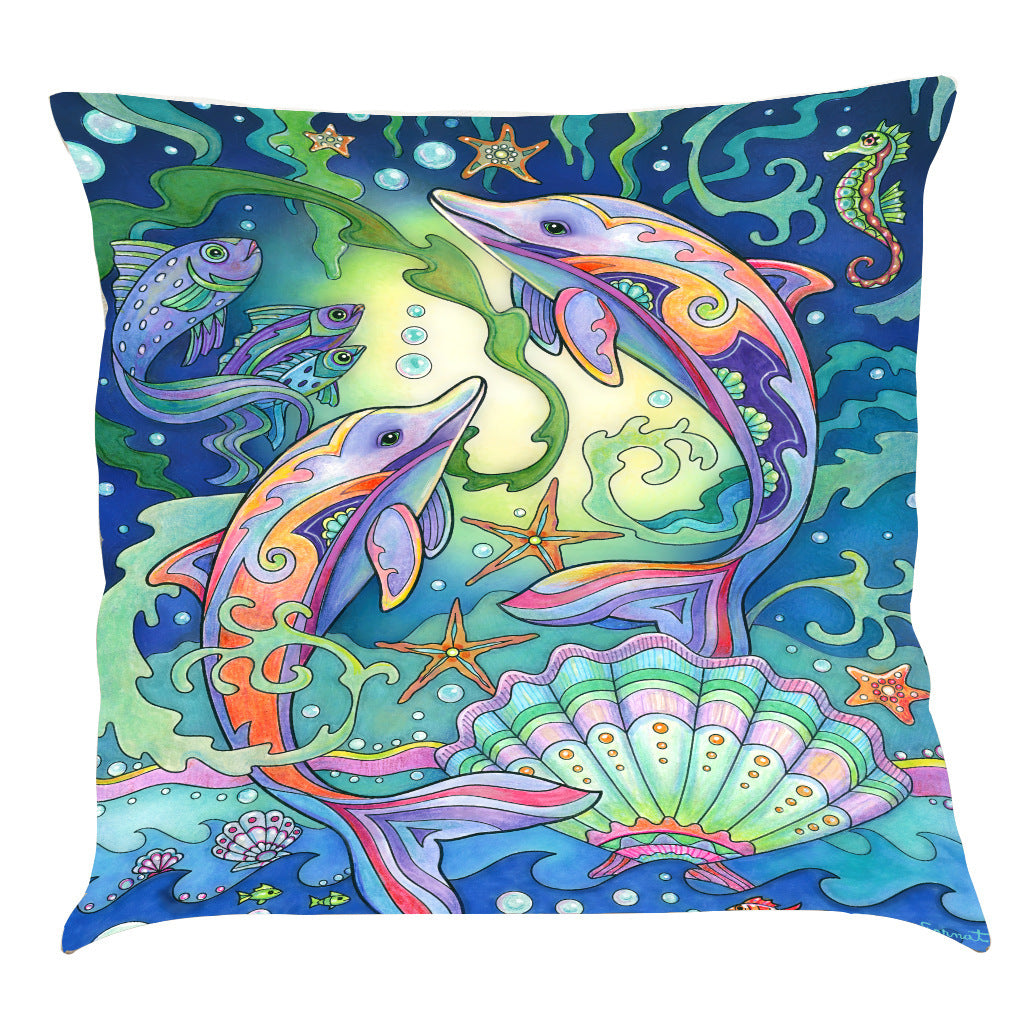 Funda de almohada clásica de algodón y lino de la serie Ocean