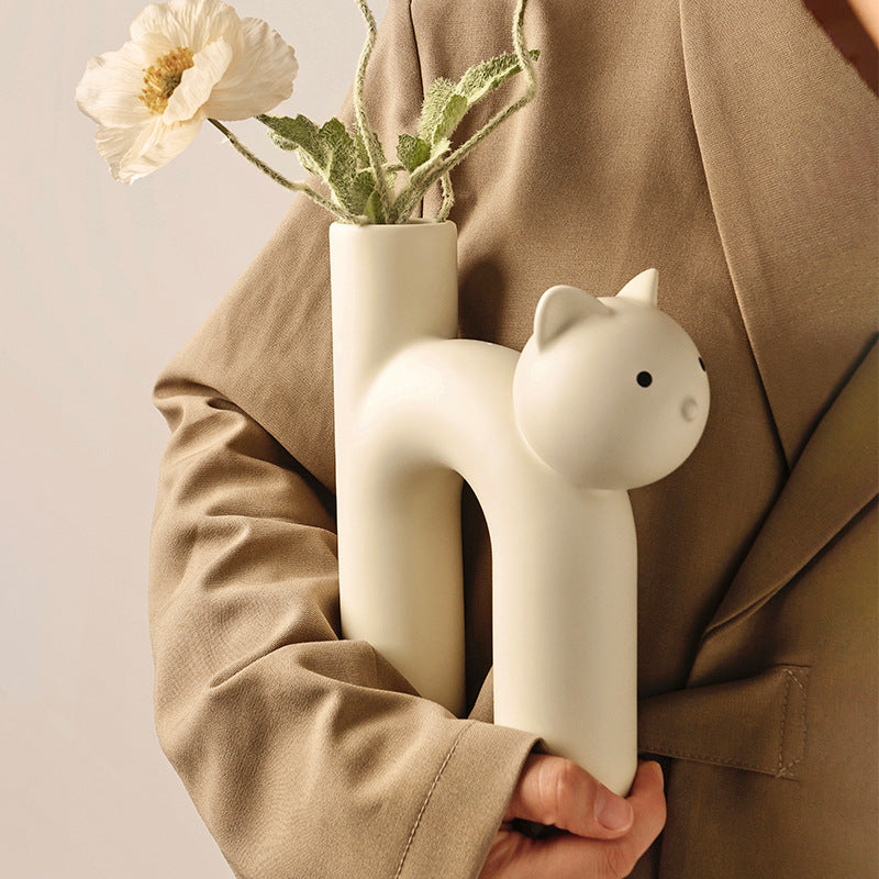 A charming cat-shaped vase