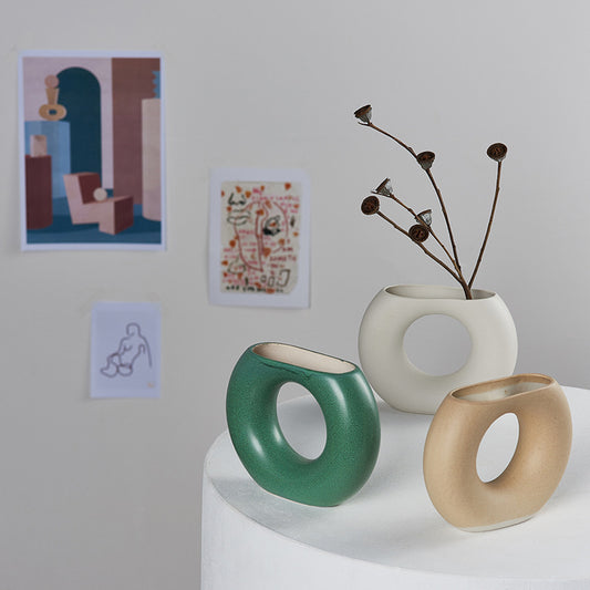 Ceramic vase in the shape of a truncated circle