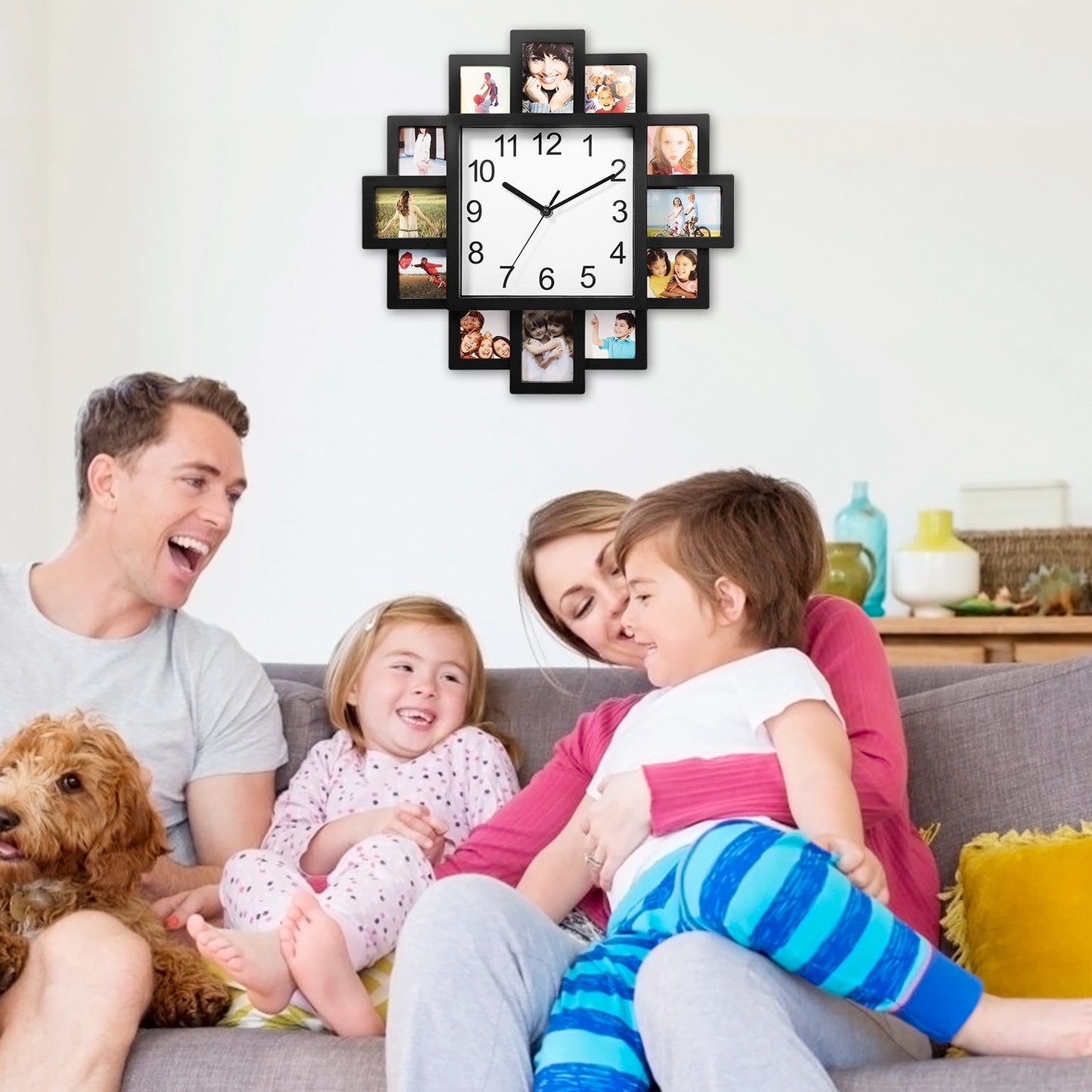 Zegar Ścienny z 12 Miejscami na Zdjęcia do Dekoracji Wnętrz