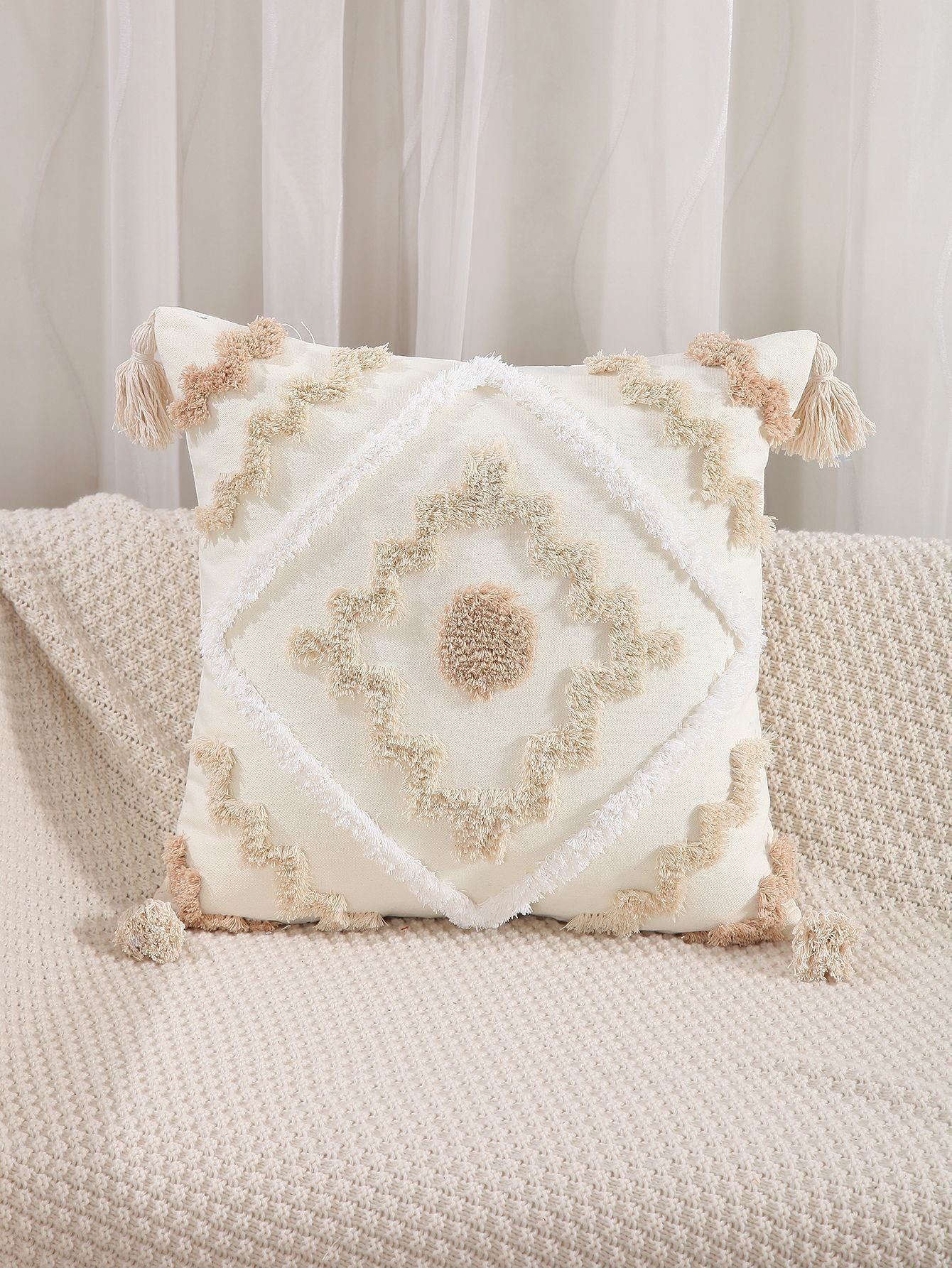 Nowa Boho Geometryczna Poduszka Tuftowana