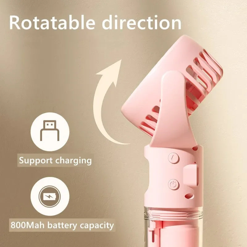 Portable Handheld Spray Fan 4-Speed ​​Water Spray Mist Fan Summer Cooling Artifact USB Charging Summer Supplies Outdoor Mini Fan