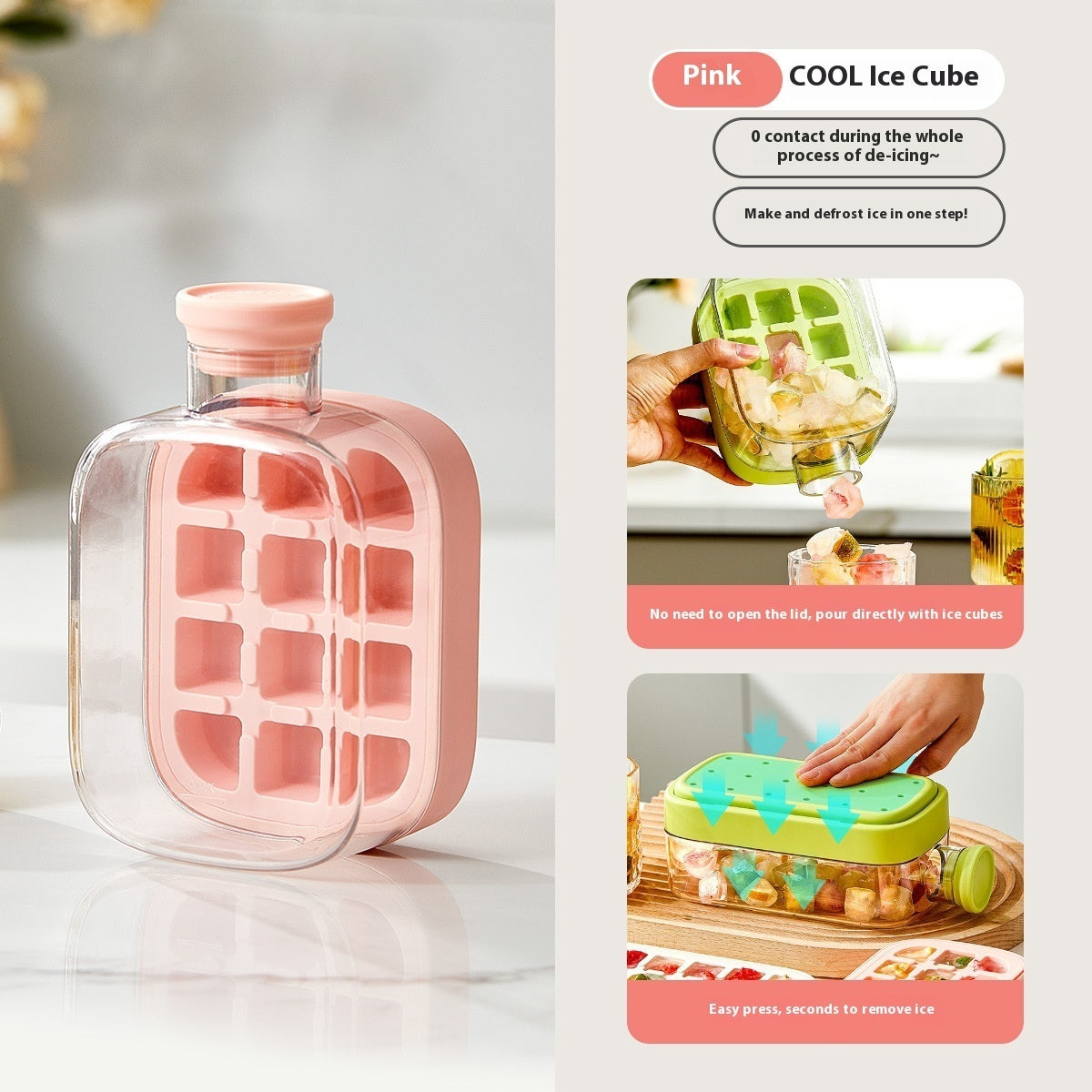 One-Click Molding Cooling Cup,Instant Ice Maker,Zero-Contact Design,Straw Included,Curling Mold,Portable &amp; Stylish Chilled Drink