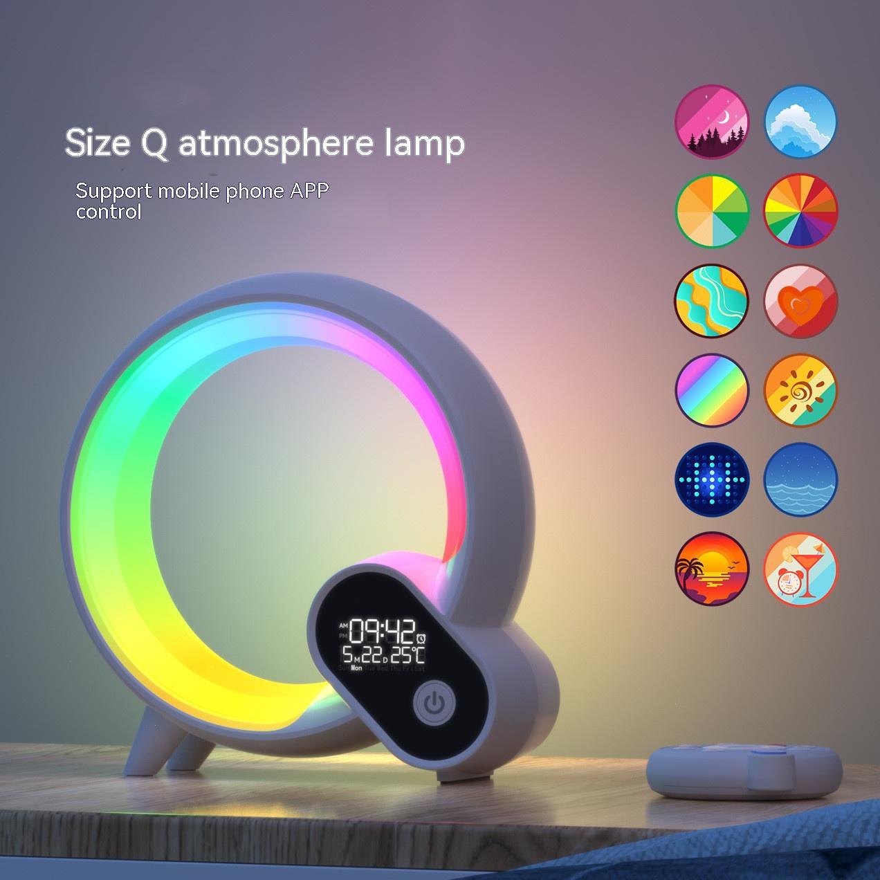 Kreatywny zegar budzikowy Q Light Analogowy z cyfrowym wyświetlaczem, dźwiękiem Bluetooth i inteligentnym budzeniem z kolorowym światłem
